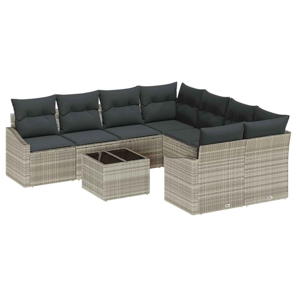 Garten-Sofa-Set 9 pcs Hellgrau und Dunkelgrau 55 x 55 x 37 cm